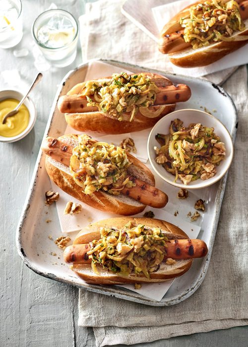 Hot Dogs with California Walnut Mustard Relish - California Walnuts