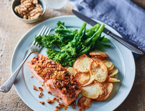 Walnut & Herb Salmon With Potato Crisps